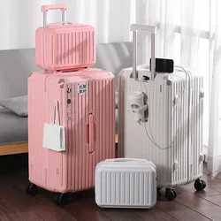 2024 New Durable Luggage Sets PC+ABS Spinner Wheel Suitcase TSA Lock USB Charging Women Men Carry-On Boarding Travel 20/24/26/28