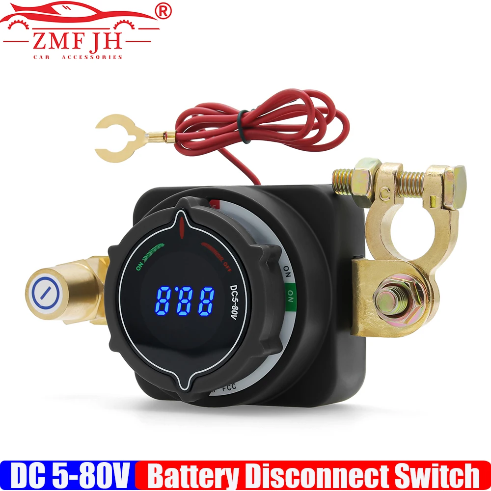 

ZMFJH Auto Battery Disconnect Switch with Display 12V Marine Battery Switch with Voltmeter Cut On Off Switch For Car Boat RV