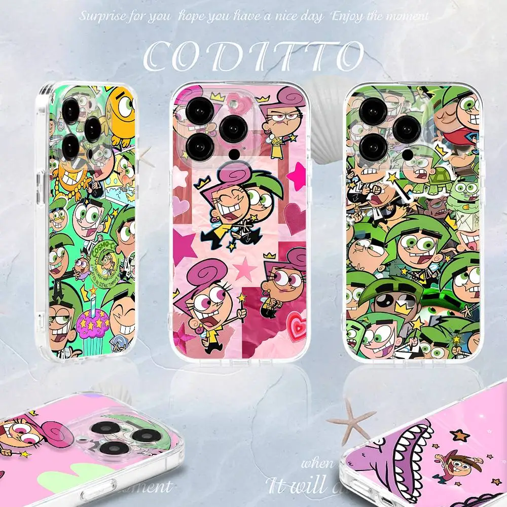 

C-Cosmo and W-Wanda Phone Case For iPhone 16,15,14,13,12,11 Pro,Max,Plus,X,XS,XR,SE4,E Mini Transparent Soft Cover