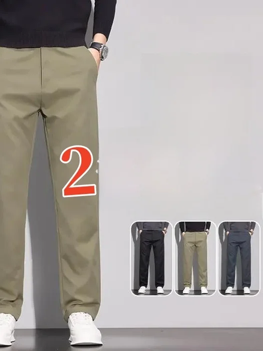

Свободные прямые брюки для спецодежды, мужские повседневные брюки, длинные брюки с эластичной резинкой на талии, осенние брюки для отдыха большого размера