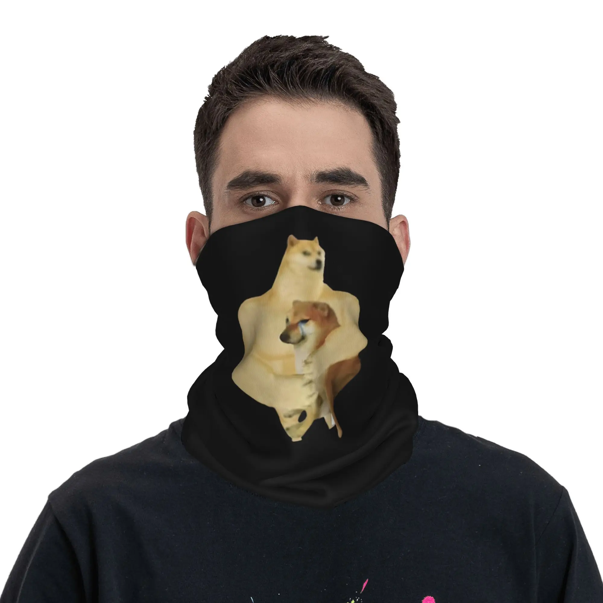 Doge Shiba Inu Memes Bandana Neck Gaiter Printed Wrap Scarf Multifunction Face Mask Running Unisex Adult Windproof