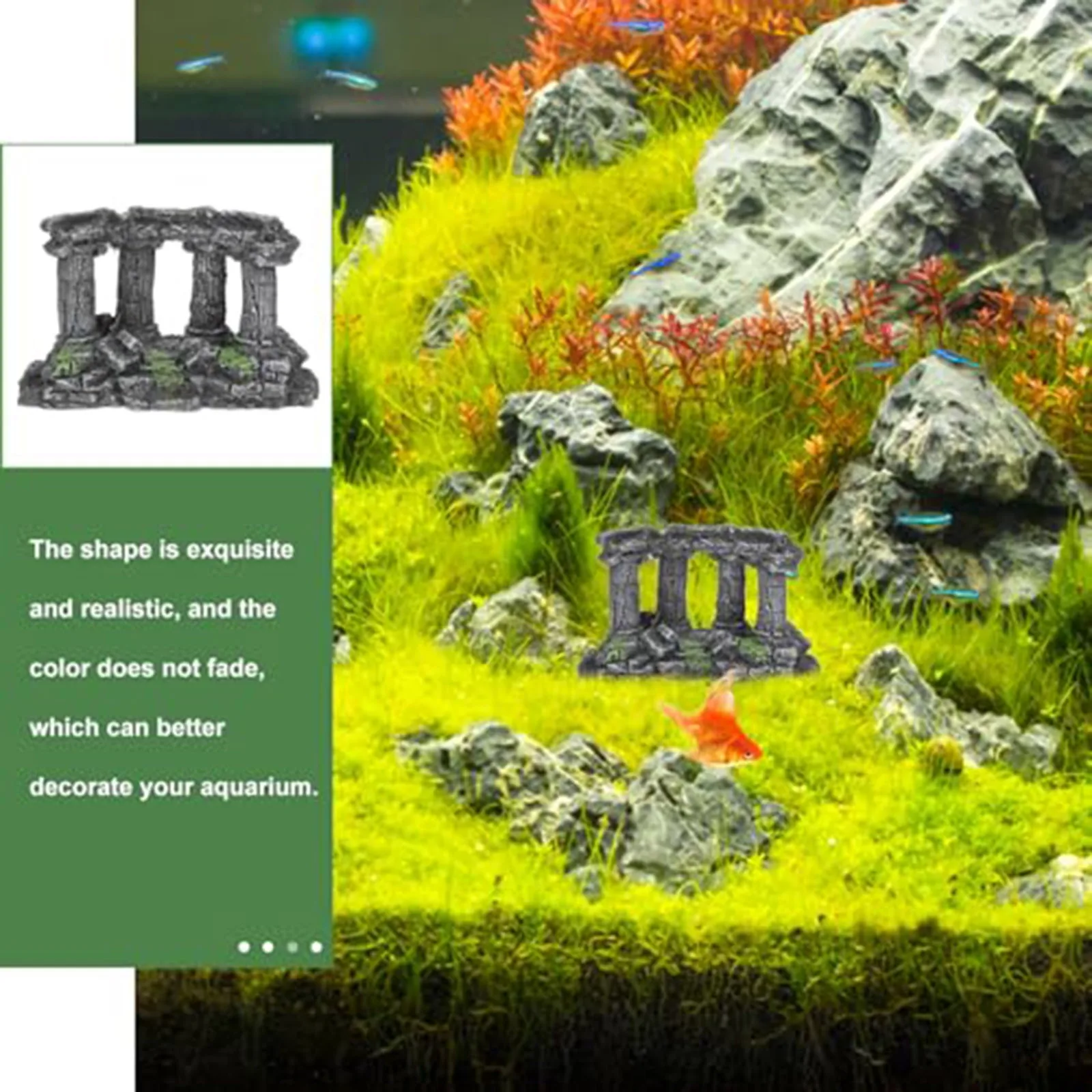 Resin Roman Columns Ruins Decoration Miniature Column Aquarium Decorations Roman Greece Temple Aquarium Decorative Accessories