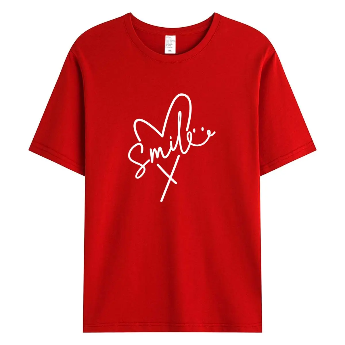 

Women's Cotton T-shirt Fashion Heart Smile Graphic T Shirts Oversized Short Sleeve Tee Tops Summer Female Tshirt Clothes
