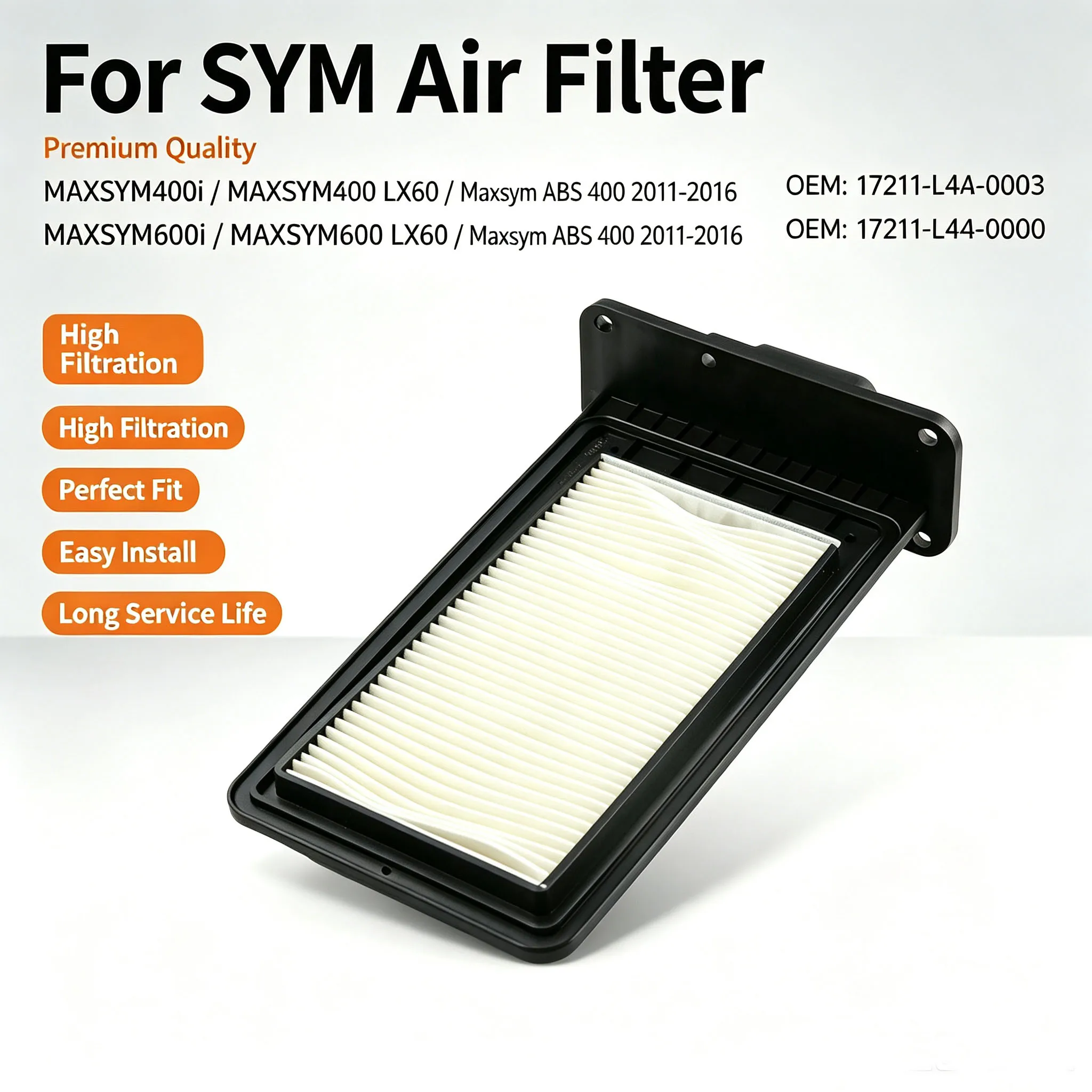 Motorcycles Air Filter for SYM MAXSYM400i MAXSYM400 MAXSYM600i MAXSYM600 Maxsym/ABS Max Sym 400 17211-L4A-0003 17211-L4A-0000