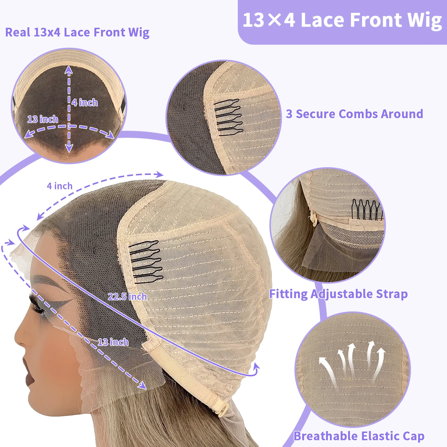 LUX VOGUE ضبابي مذهب بني Balayage اللون بيتشي موجة 100% شعر مستعار عذراء 260 كثافة قطعة المال تسليط الضوء على 13x6 ترقية الدانتيل #6