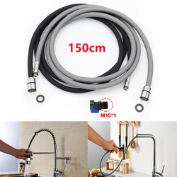 150/180/300cm Kitchen Faucet Hose Replacement Pull Out Nylon Braided Flexible Plumbing Hose G1/2 M15 Black Grey Tube Accessory