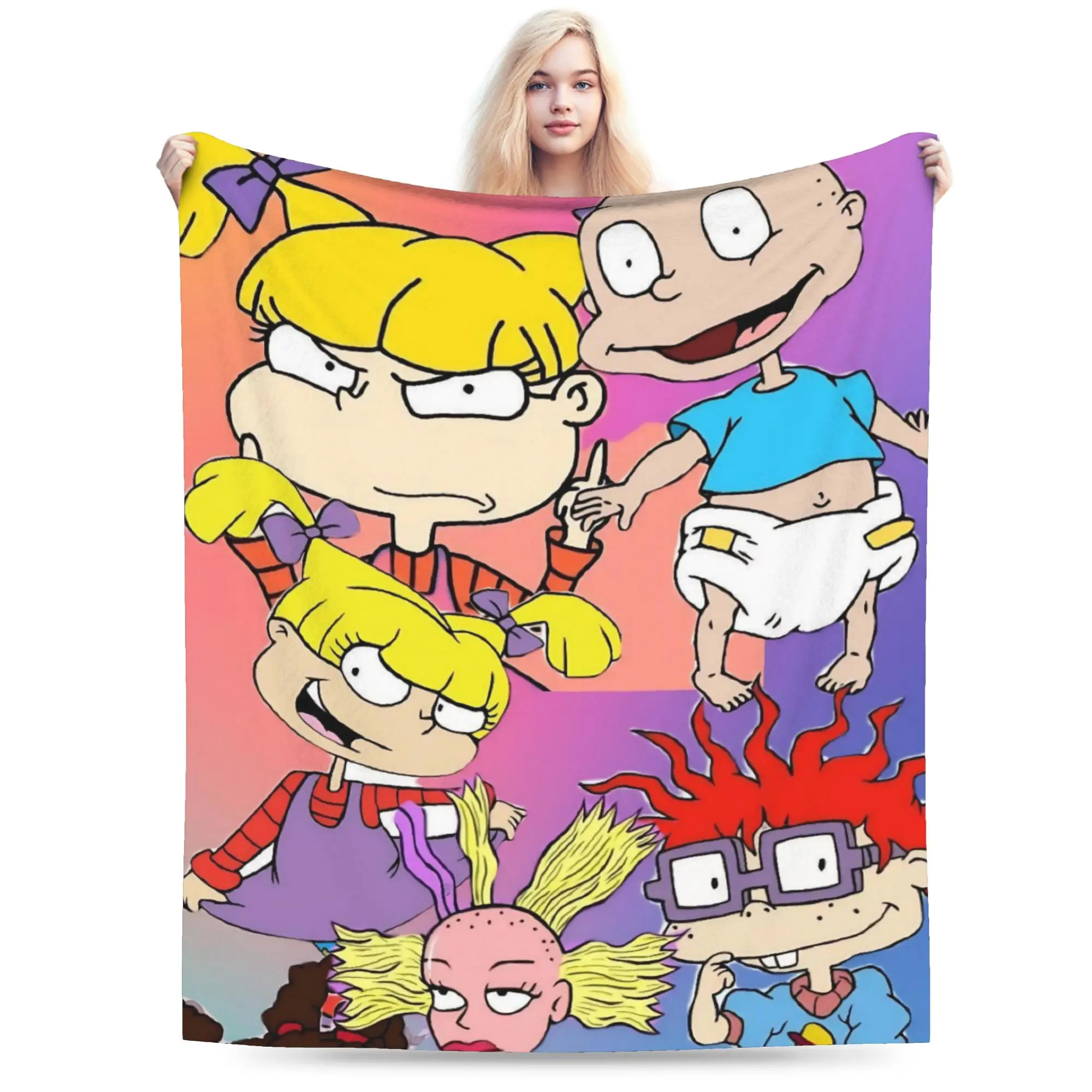 Cartoon R-Rugrats Throw Blanket for Couch  Soft Fuzzy Plush Blanket 50x60 Inch Multi-size Bedspreads for All Seasons