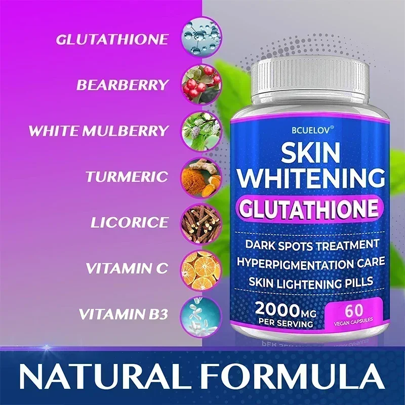 Glutathione Skin Whitening - 2000 mg Glutathione Supplement - Anti-Aging Antioxidant, Skin Nutrition Supplement