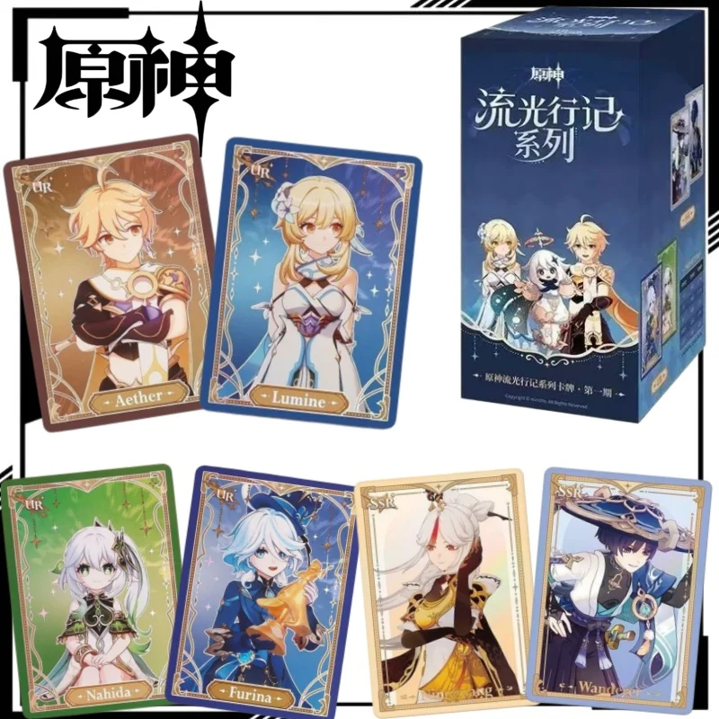 genshin-impact-glimmering-journey-series-collectible-card-cartoon-furina-card-anime-merchandise-holiday-gift-trendy-toy