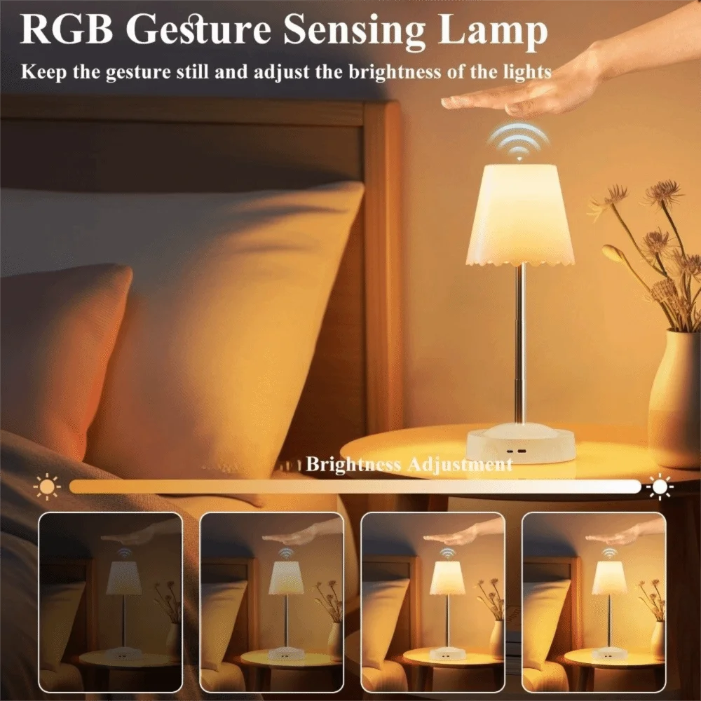 Rechargeable RGB LED Night Lamp Creative Gesture Control Hand Gesture Sensor Light Adjustable Home Decor Room Bedside Lamp