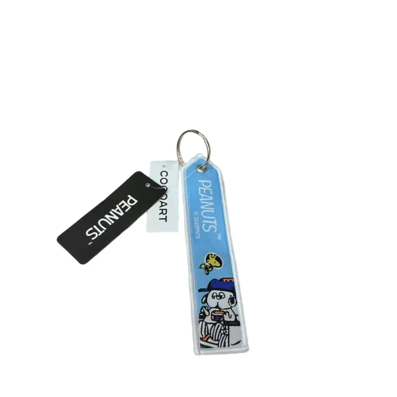 Kawaii Snoopys Cartoon Embroidery Ribbon Key Ring Pendant Cute Luggage Bag Hanging Ornament Portable Daily Matching Accessory