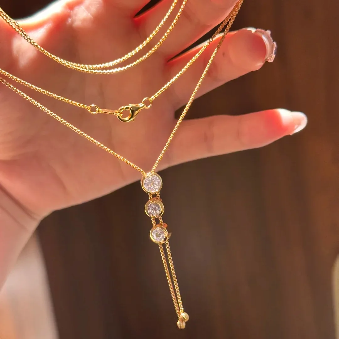 S925 Sterling Silver Bubble Necklace Light Luxury Fringed Clavicle Chain Women Niche Premium Sense