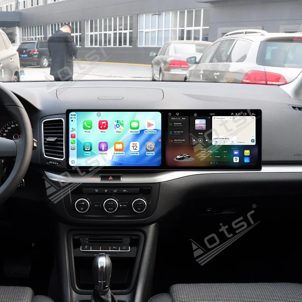 Dual 10.1 Inch Android 15 CarPlay Radio For Volkswagen  Sharan 2012-2019 HD Touch Screen Multimedia Player Car GPS Navigation