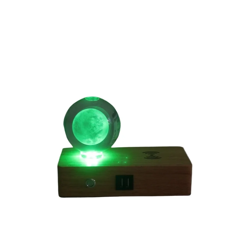 Star Moon Solid Wood Crystal Atmosphere Night Light Bluetooth Music Light Decorative Ornament