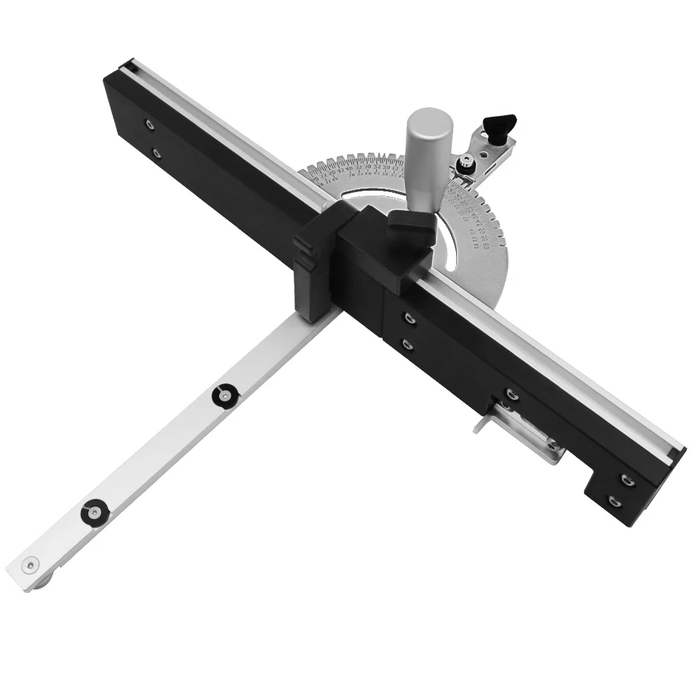 Precision Miter Gauge , Aluminum Table Saw Miter Gauge W/ 60° Angled Ends for Max. Stock Support and A Repetitive Cut Flip Stop