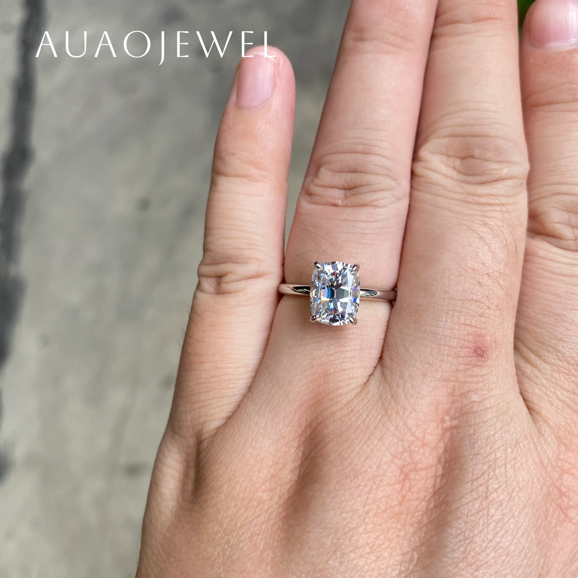 AUAOJEWEL  3Carat 7X9Mm Old Mine Cut Moissanite Engagement Rings Silver 925 18K Real Gold Jewelry With Certificate Luxury Gift