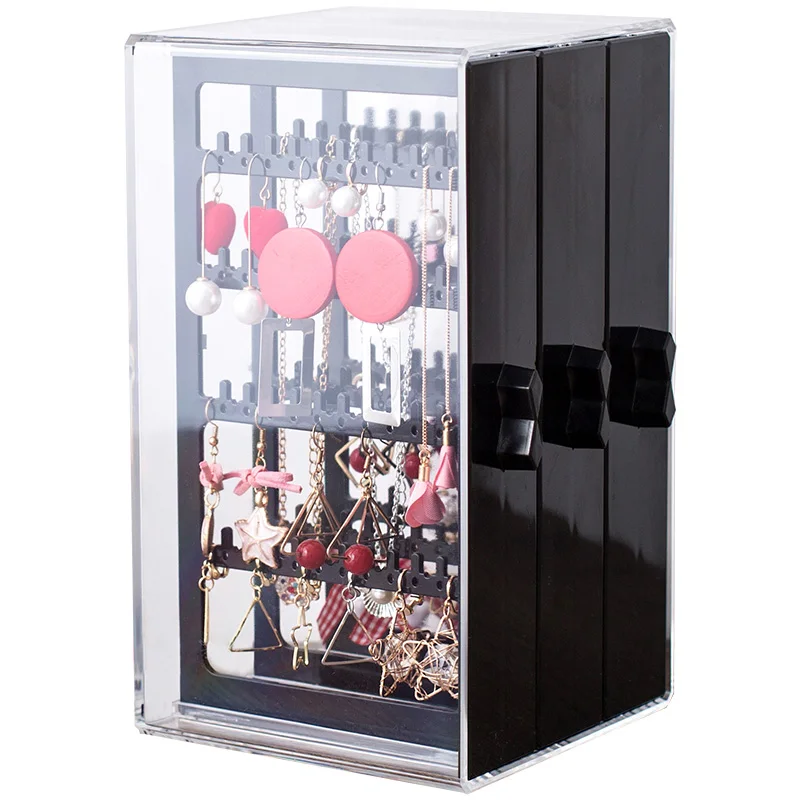 صندوق تخزين أقراط كبير الحجم للنساء، حامل عرض مجوهرات شفاف مقاوم للغبار، منظم حامل الأساور #5