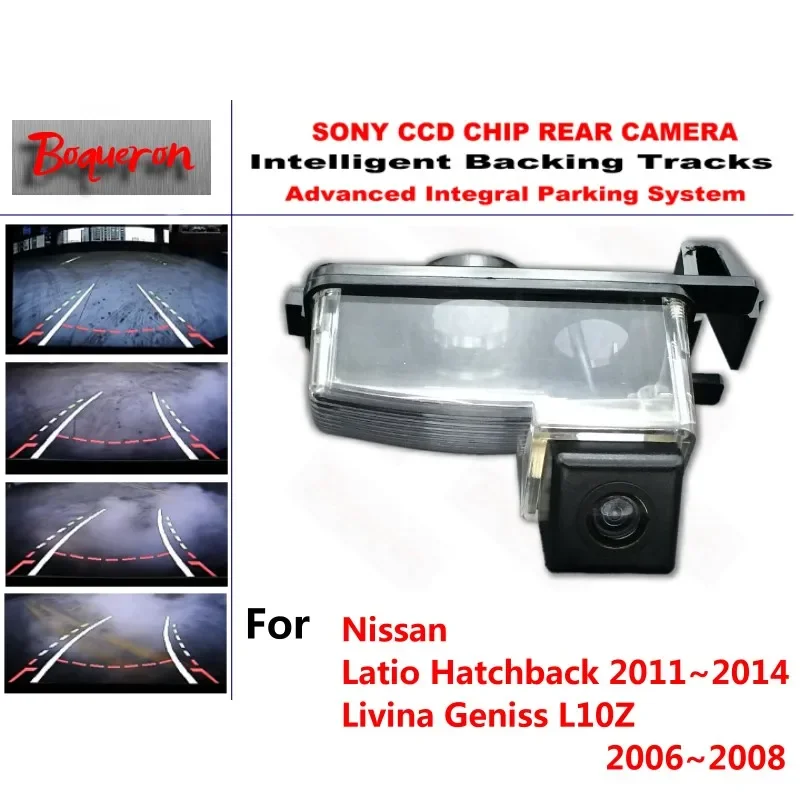 

for Nissan Latio Hatchback / Livina Geniss CCD Car Backup Parking Camera Intelligent Tracks Dynamic Guidance Rear View Camera