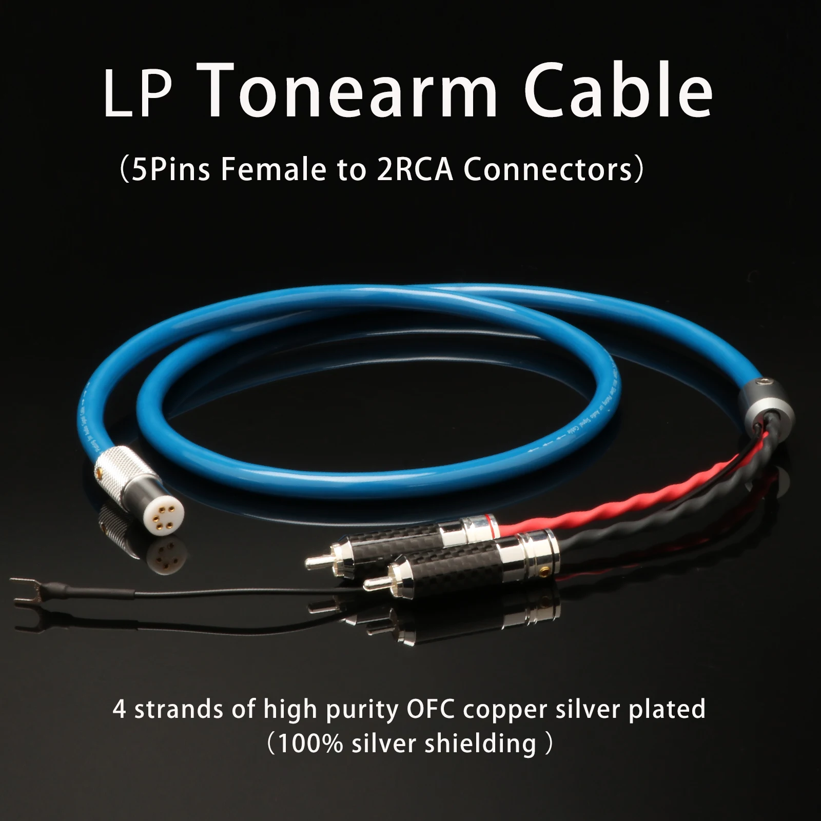 5-Pin DIN Stecker/Buchse auf 2RCA Phono-Kabel 4-adriges Phono-Kabel mit Erdungsdraht RCA-Kabel für LP Vinyl-Plattenspieler Tonarm – Detail 5