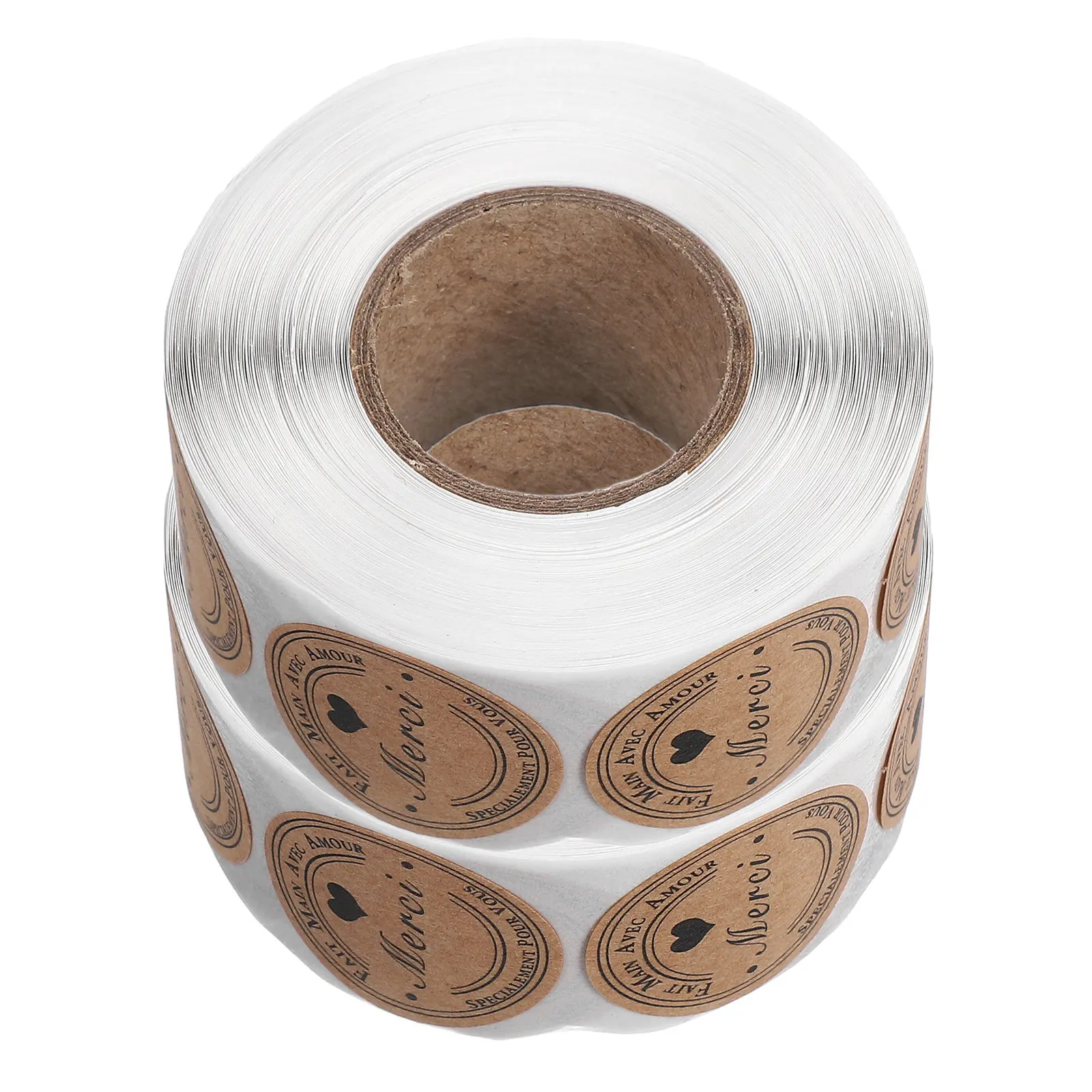 

2 Rolls Round French Thank You Stickers Kraft Paper Appreciation Labels for Small Business Packaging Mailers Baking Cookie Seals