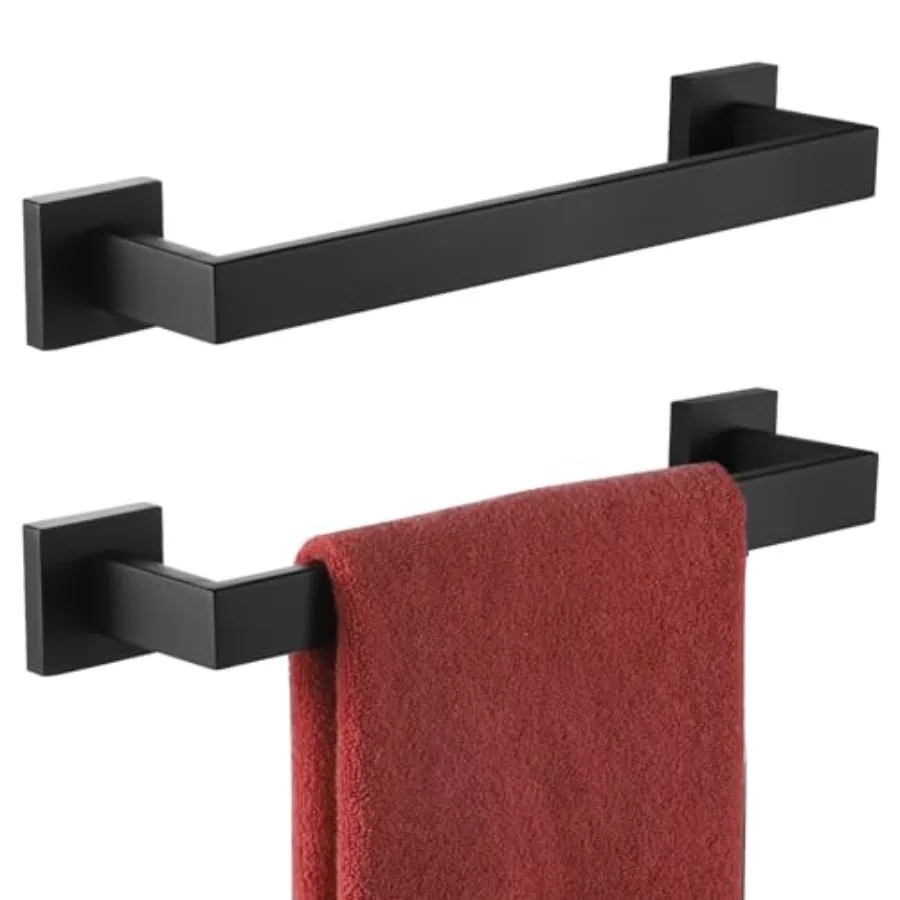 

12-Inch Single Towel Bar Bathroom Kitchen Towel Holder Wall Mounted SUS304 Stainless Steel Towel Rack 2 Pack Matte Black B400