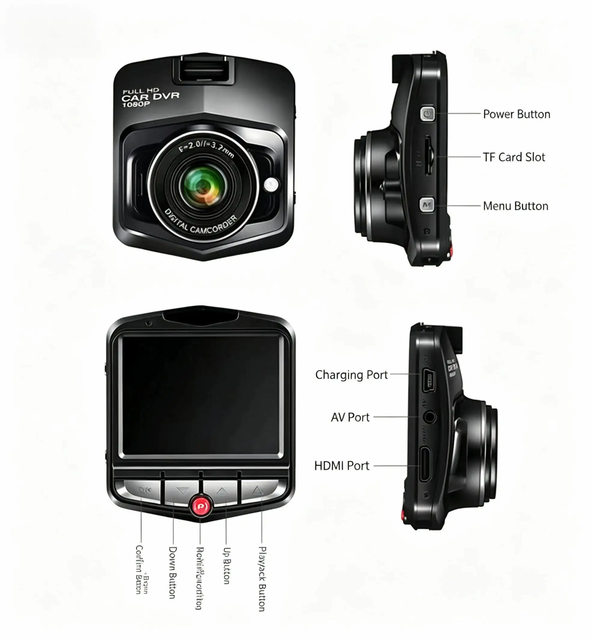 New Shield Car Dash Cam – 2.4-inch HD Portable DVR, Loop Recording, Auto Start with Car Ignition.