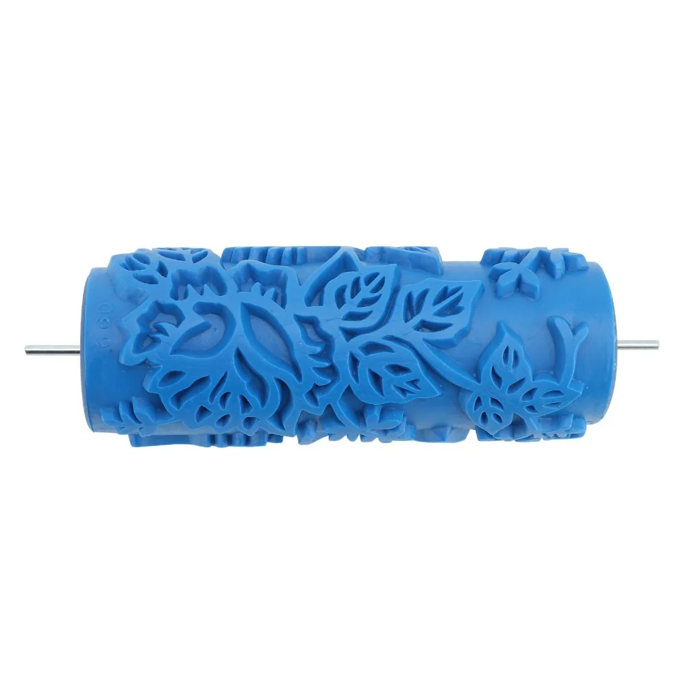 Reusable Decorative Texture Roller Rubber Blue Pattern Paint Roller Embossed Pattern Texture Stencil Brush Wall Decoration