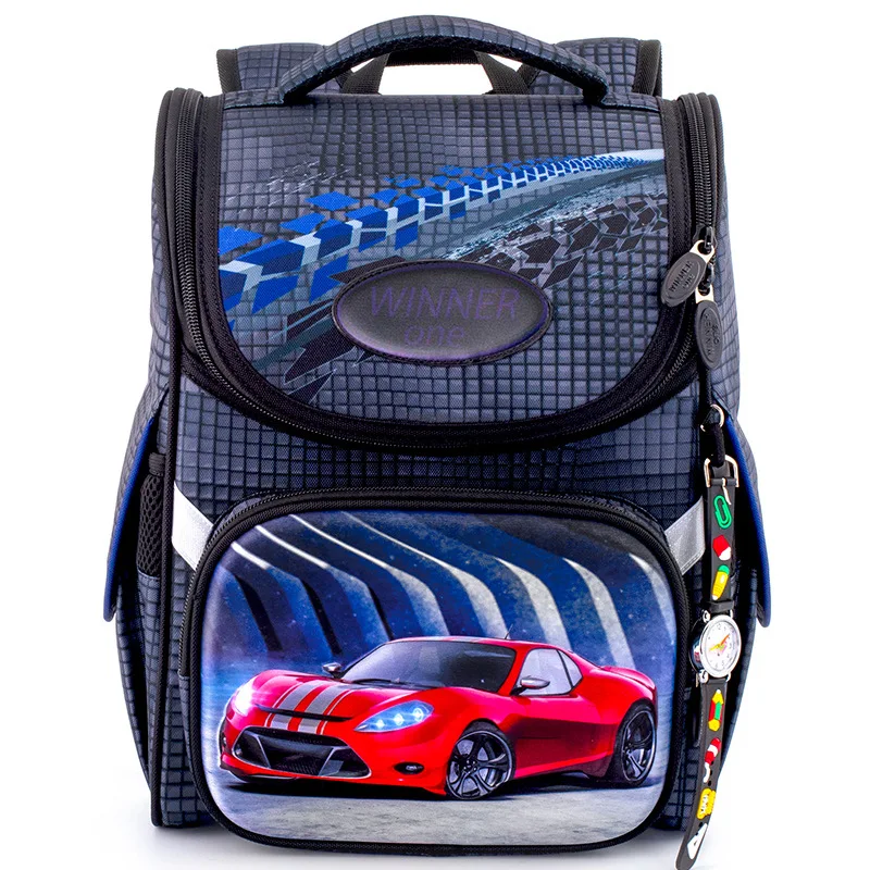 Top-Quality New Cartoon School Backpacks For Boys 1-4 grade Orthopedic Backpack Red Car School Bag Kids Satchel Knapsack Mochila