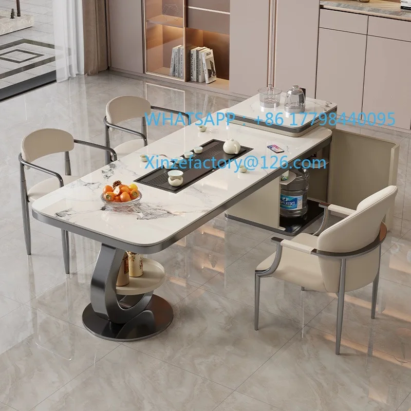 Mesa de chá e cadeira de kung fu italiana personalizável combinação simples e moderna mesa de chá de ardósia