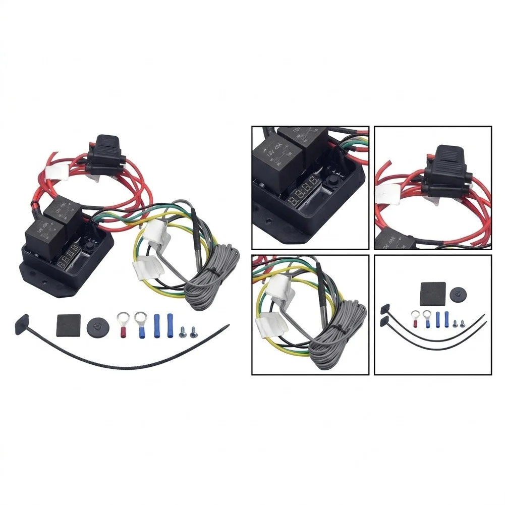 12V24V Twin Fan Heat Dissipation Regulation Kit Display Thermal Setting Cooling Fan Control Module Auto Repair Practical Fitting