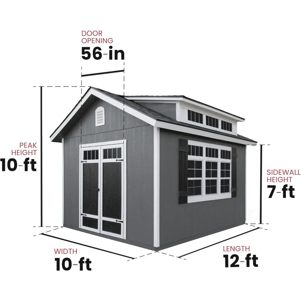 10x12 Do-it-Yourself Wooden Storage Shed with Floor, Beige