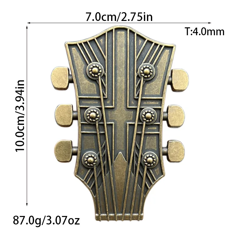 Zinc alloy country music guitar belt buckle, rock western cowboy smooth snap leather headband