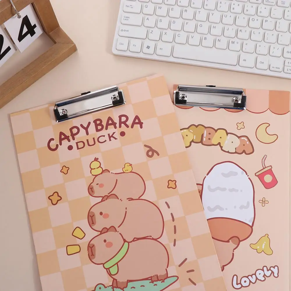 Aesthetic A4 Board Clip Folder Good-looking File Storage Capybara File Folder Document Paper Holder Writing Clipboard