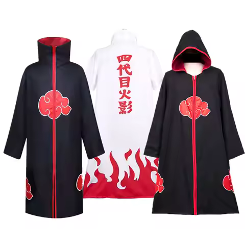 Anime Hokage Akatsuki Ninja Cosplay Costume Robe Cloak Headband Pain Uchiha Itachi Sasuke Sasori Kakuzu Clothes Fans Collection