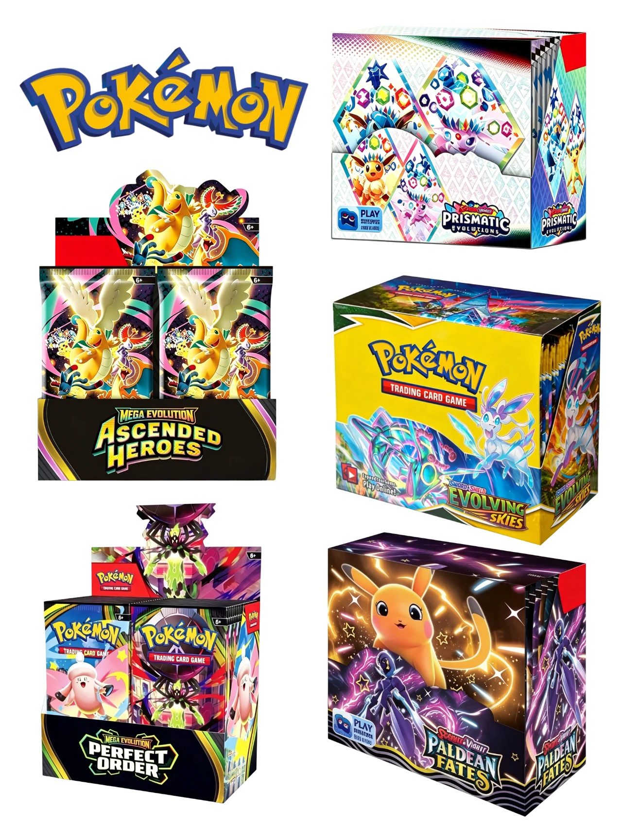 Lot de cartes Pokémon v10 Prismatic Evolutions Destined Rivals Scarlet Violet 151 anglais ME02 – Cadeau