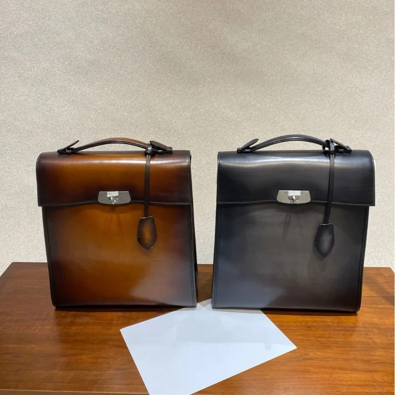 New leather handmade ancient method, first layer cowhide high-end business retro backpack
