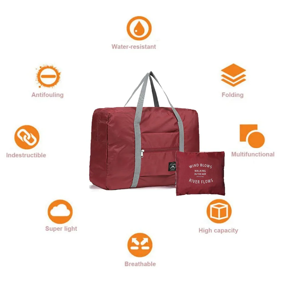 Saco de viagem dobrável saco de armazenamento portátil à prova dunisex água unisex grande capacidade handlebag fruta carta série acessórios viagem