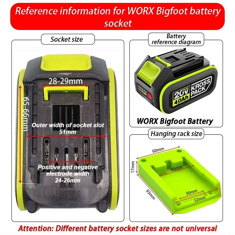 Immagine 4: Supporto per Batterie Compatibile con Batterie WORX Bigfoot, Organizzatore Portatile per Batterie, Rack di Stoccaggio Stampato in 3D