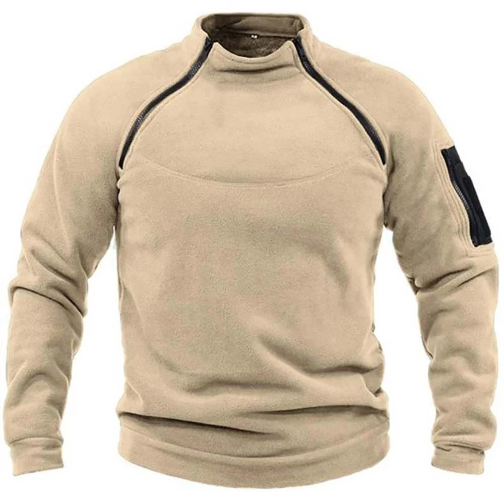 Men's Summer Windbreaker Warm Hiking Sweatshirt Men's Warm Turtleneck Zip-up Jumper Tactical Outdoor Fleece Jacket