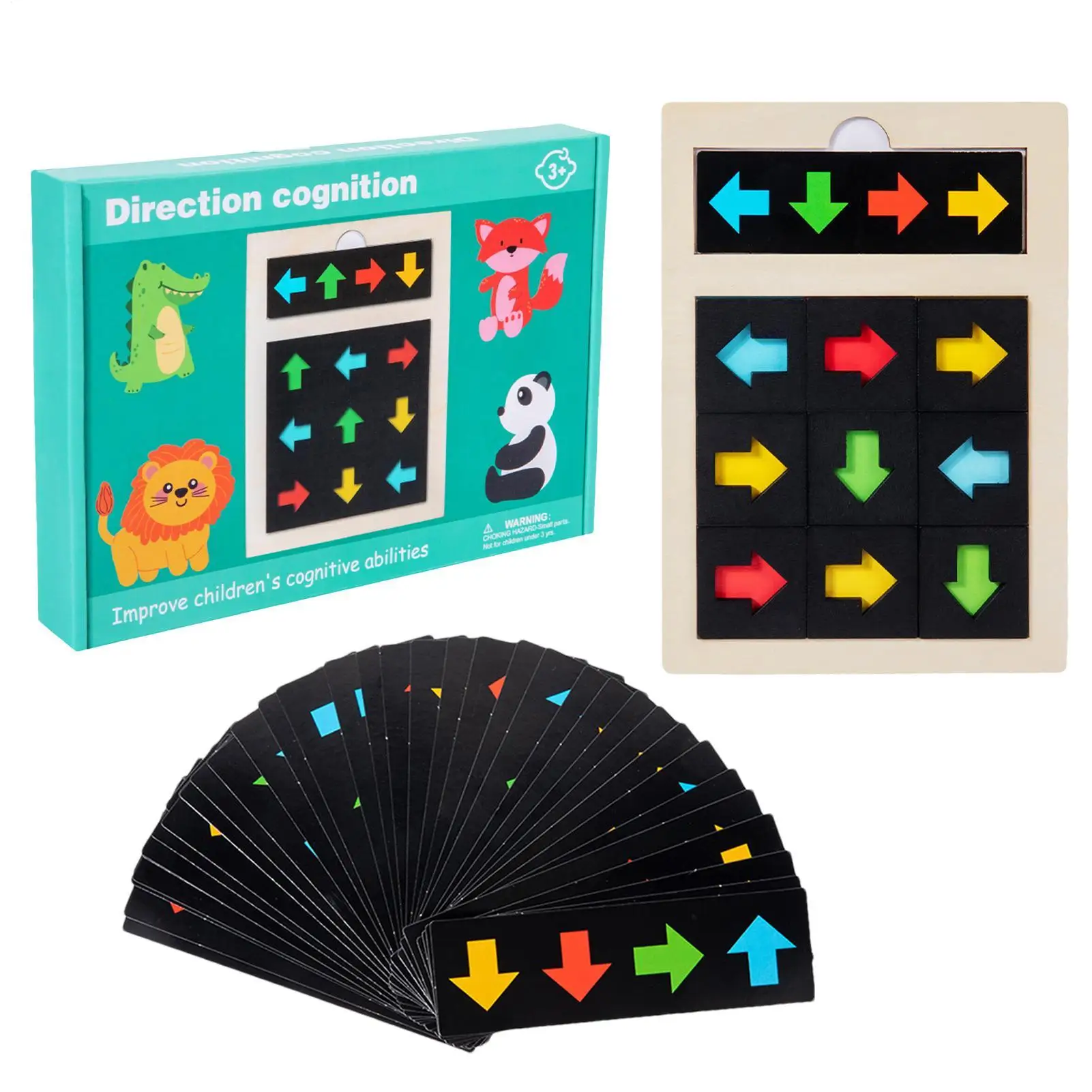 Bloco de madeira quebra-cabeça direção cor jogo de tabuleiro cognitivo cérebro teaser forma correspondência brinquedo de aprendizagem educacional para crianças pré-escolares