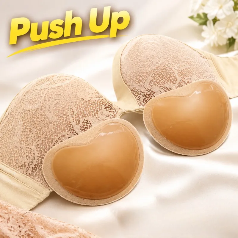 Invisible Thickened Self-adhesive Heart Shaped Silicone Bust Pad Hidden Triangular Chest Insert Thick Sponge Bra Liner Strapless