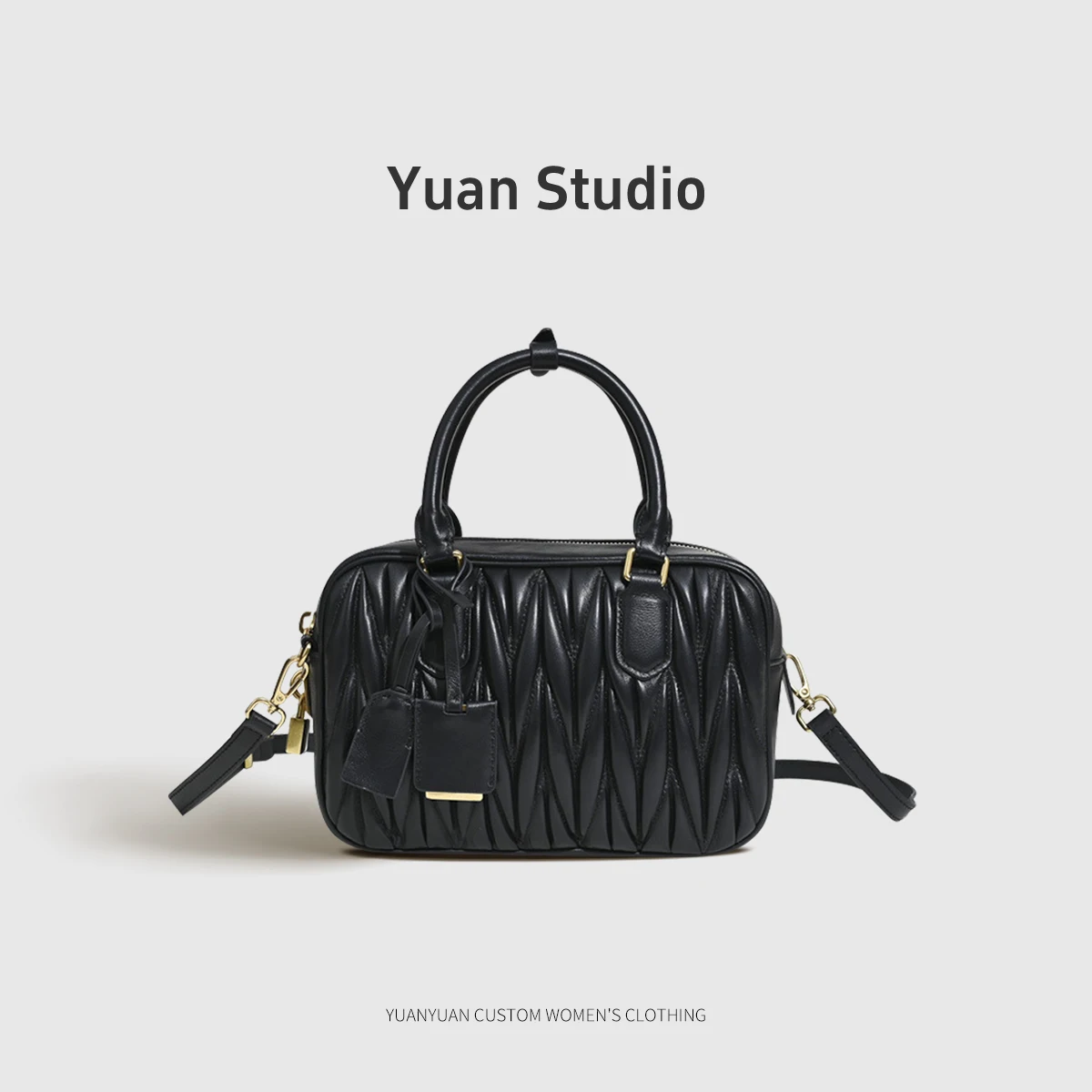 

Platina Women's Leather oulder Bag Folded Bowling Bag Boston Cowhide Crossbody Bag Briti Sle Handbag Pure Color