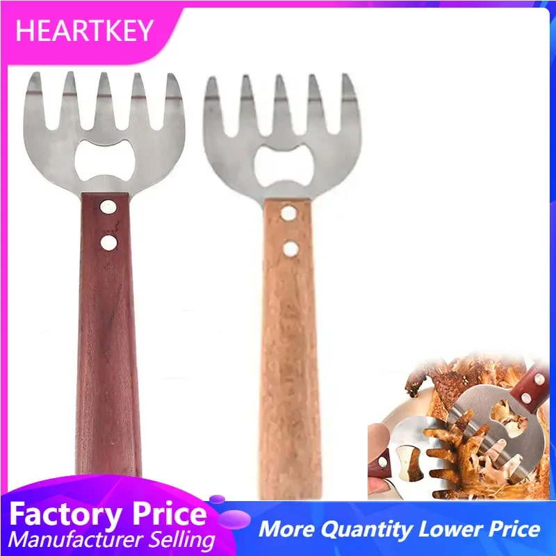 

Meat Claws 3-in-1 Multifunctional Stainless Steel Bear Claw Bbq Claws Pulled Pork Paws Shredder Meat Forks with Wooden Handle