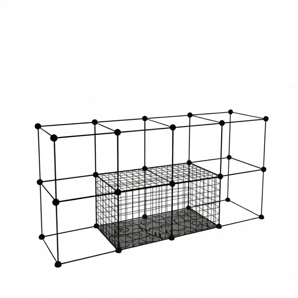 DIY Metal Wire Grid Panel Pet Playpen Cage Modular Dog Fence Cat Room Enclosure Storage Organizer Home Shelving Unit