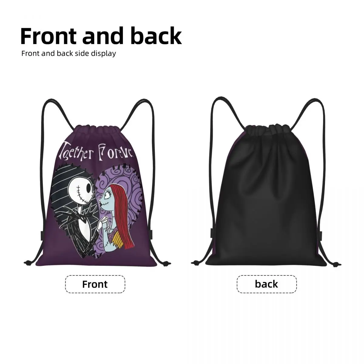 Custom Nightmare Before Christmas Drawstring Bags Men Foldable Gym Sports Sackpack Sally Jack Skellington Training Backpacks