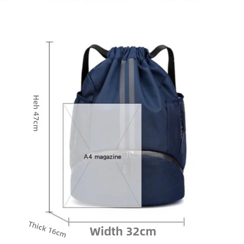 Drawstring Backpack with Separate Compartments for Basketball Football Swimming Clothes Storage Men Women Outdoor Sports Use
