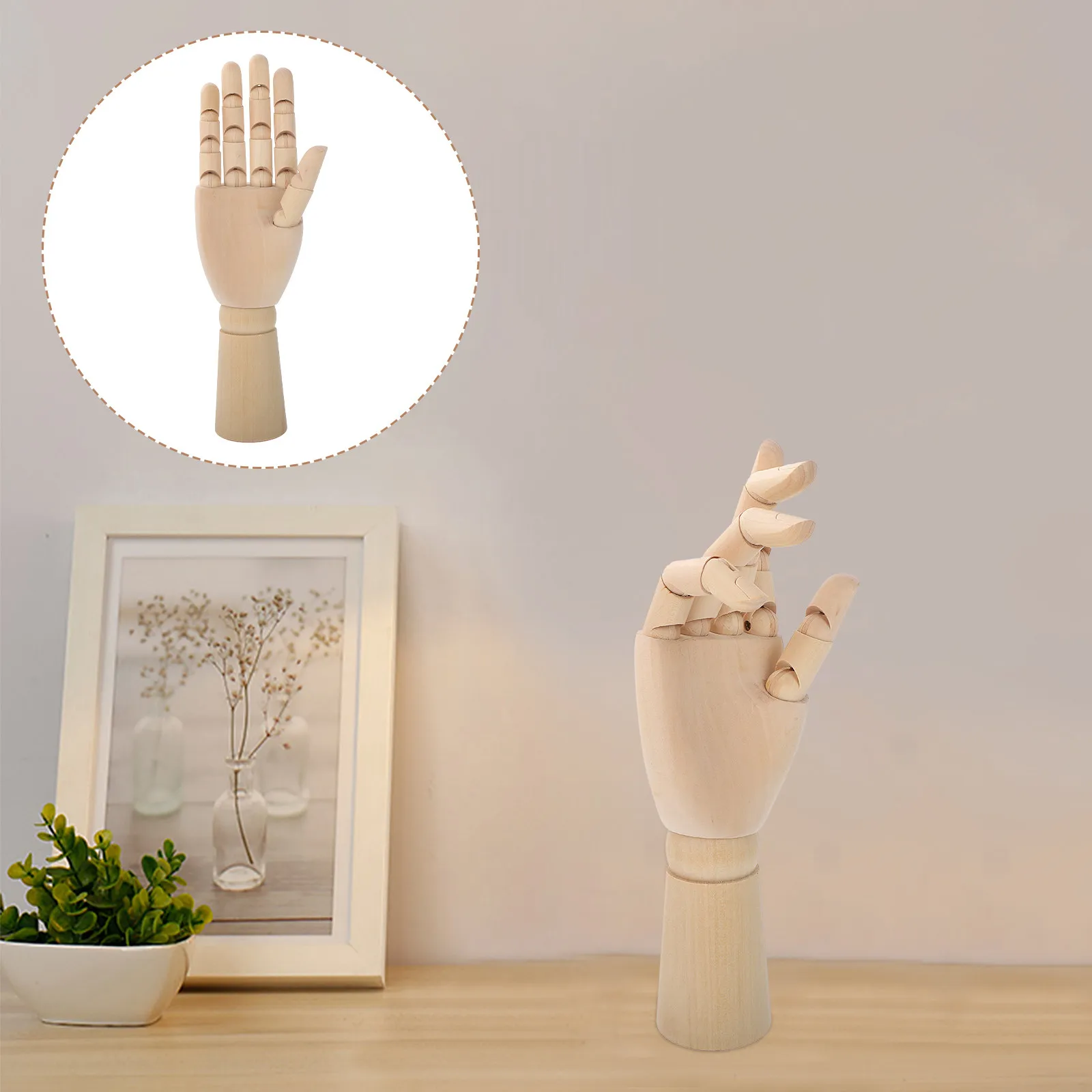 Wood Hand Models Solid Base Movable Finger Joints Proportioned Sketching Drawing Art Hand Manikin Desktop Ornament Decoration