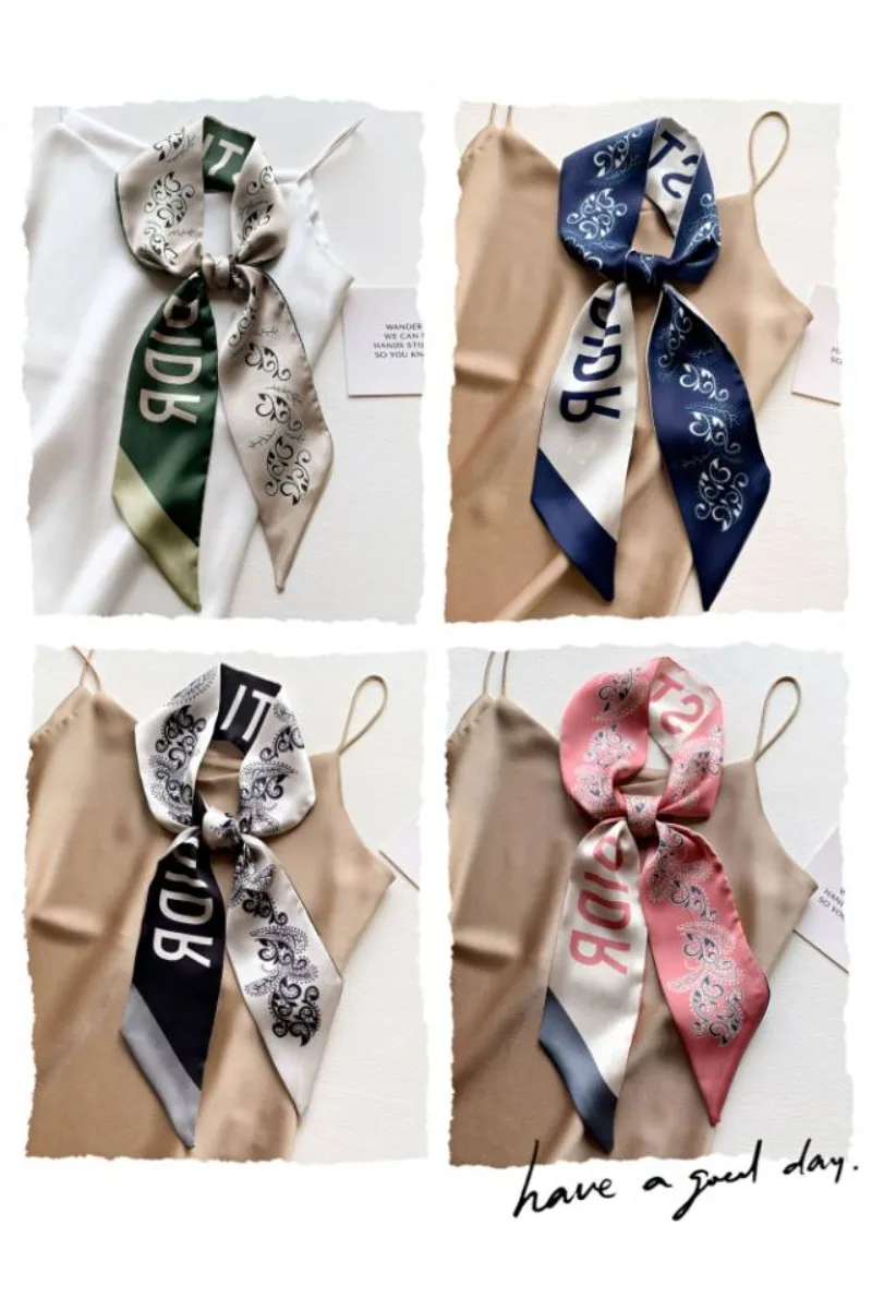 Silk Scarf for Women Long Ribbon Scarf Handle Bag Ribbons Skinny Silk Like Hair Scarf for Women Head Wrap Ribbon Handbag Neck