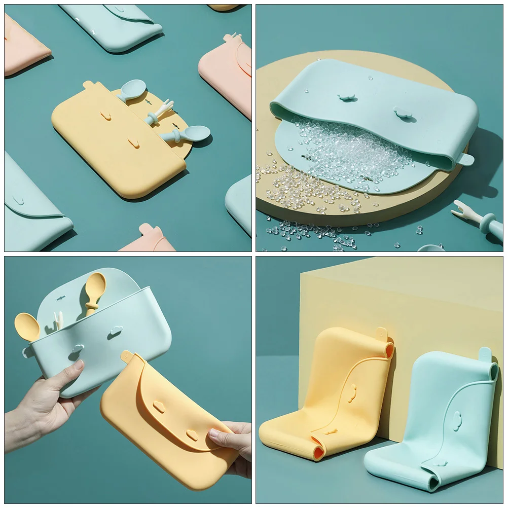 

Children Tableware Storage Box Silicone Holder Portable Organizer Case Multifunctional Mini Pouch for Keys Earphone Coins