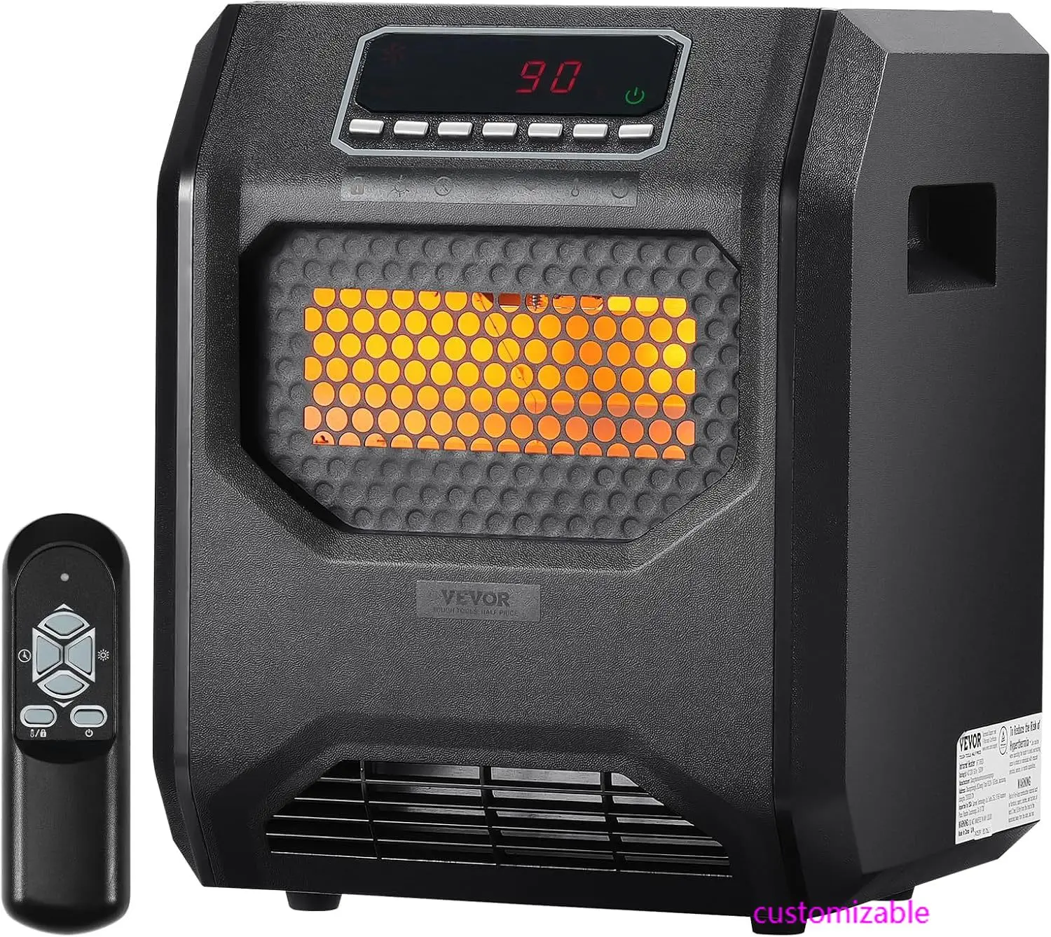 

Infrared Heater, 1500W Remote Control Electric Space Heater, LED Patio Heater w/ 3 Speeds & Timer & Overheat/Tip-Over Protection
